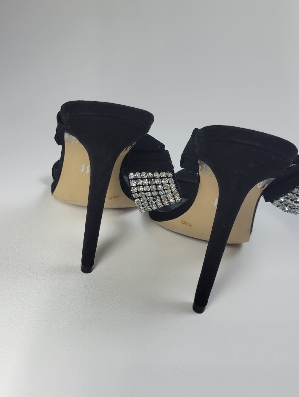 Sparkly Rhinestone Black Stiletto J Lo Heels Sz 8 Sexy Bling - Picture 5 of 13